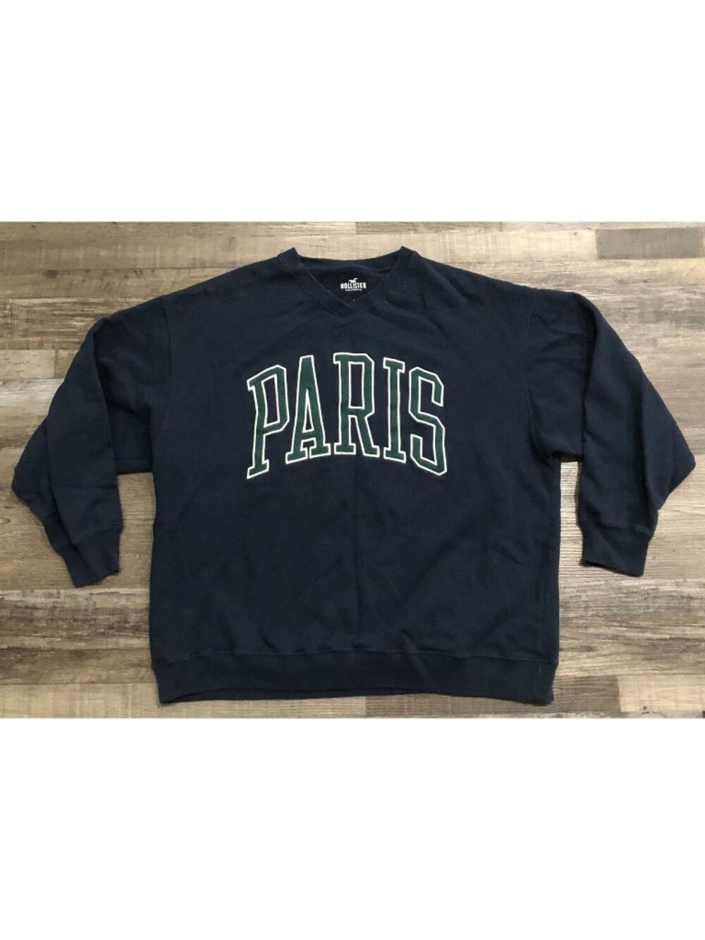 Hollister Womens Large Navy Blue Paris Crewneck Sweatshirt Pullover